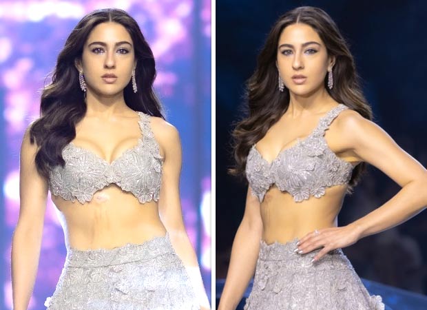 Sara Ali Khan Flaunts Her Burn Marks In Pearl Grey Embroidered Lehenga