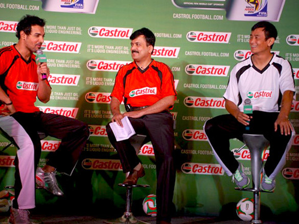john and bhaichung bhutia at castrol football event 2