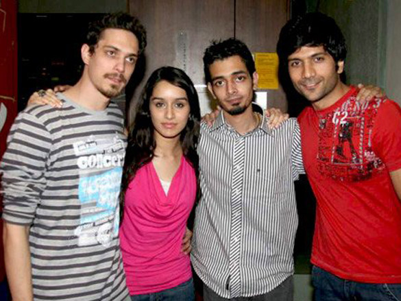 starcast of the film teen patti at big fm studios 3