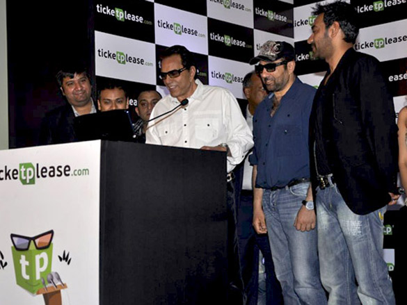 dharmendra sunny deol and ajay devgn launch ticketplease com 5