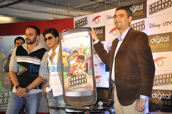 shahrukh rohit shetty at the game launch of chennai express 2