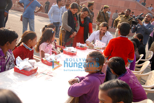 saif ali khan spends time with ngo kids on the sets of bullett raja 6