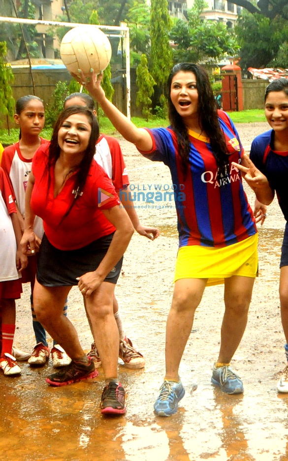 rakhi sawant carlyta mouhini play football for under privileged children 8