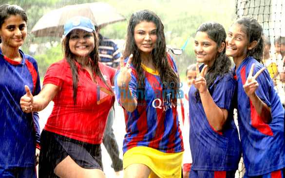 rakhi sawant carlyta mouhini play football for under privileged children 3