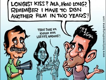 Bollywood Toons: How long will Aamir kiss? Bollywood Toons: How long will Aamir kiss?