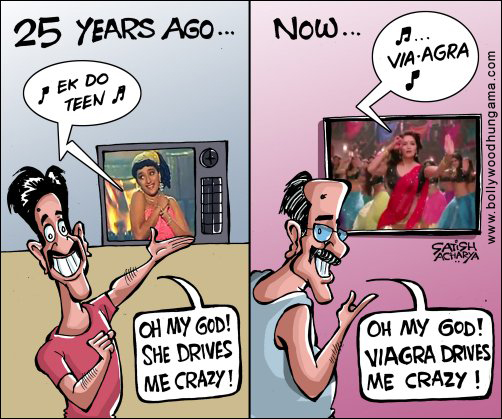 Bollywood Toons: Ek Do Teen Vs Via-Agra