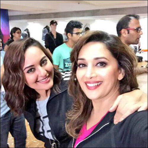 check out sonakshi sinha and madhuri dixit share moments from fusion tour 2