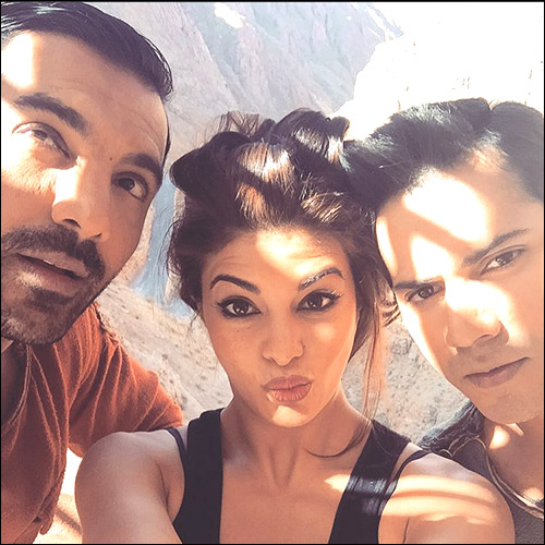 check out jacqueline fernandez shares some special moments from the sets of dishoom 4