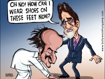 Bollywood Toons: Rajnikanth touches Amitabh Bachchan’s feet