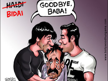 Bollywood Toons: Shah Rukh and Salman Khan do Baba ki bidai Bollywood Toons: Shah Rukh and Salman Khan do Baba ki bidai