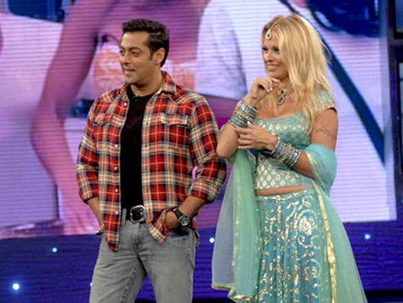 salman khan and pamela anderson on the sets of bigg boss 4 house 6