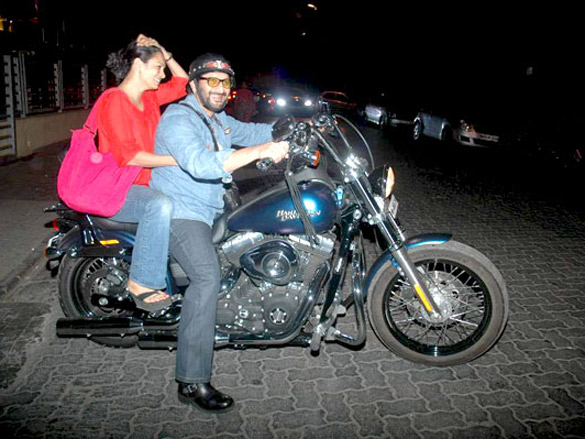 arshad warsi snapped on his harley davidson bike with wife maria 3