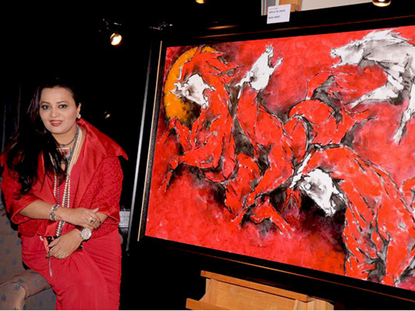 nina pillai and artist aslam shaikhs art exhibition 4