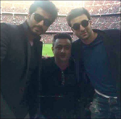 Ranbir Kapoor and Arjun Kapoor spotted cheering for Barcelona