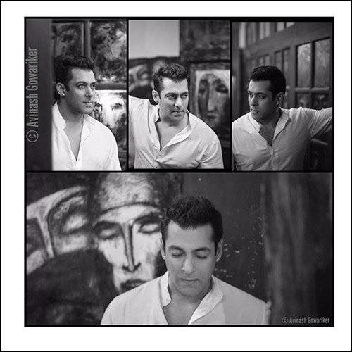 Avinash Gowariker clicks Salman Khan with his paintings at ND studios