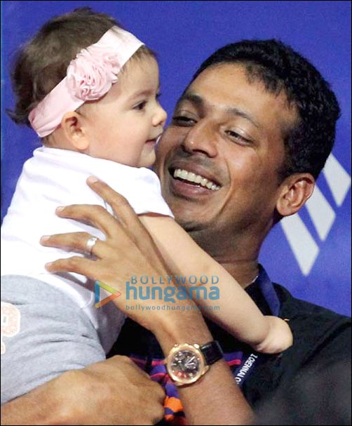 Mahesh Bhupathi with daughter at ATP Chennai Open