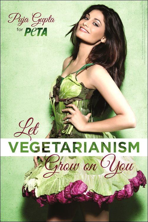 Puja Gupta wears lettuce for PETA