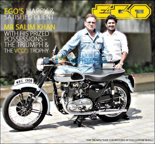 Salim Khan with his bike The Triumph