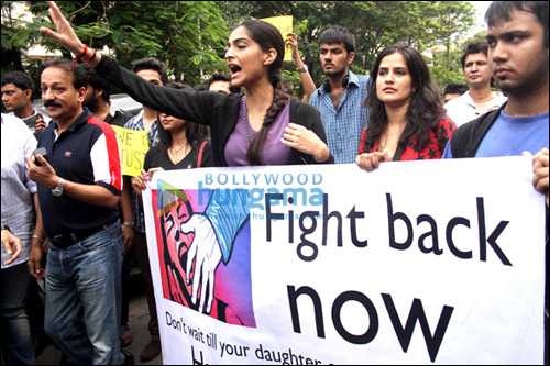 Check out: Sonam leads protest against rapists