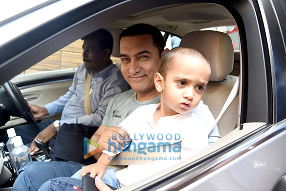 aamir khan leaves with azad for hilton shilim to celebrate his birthday 4