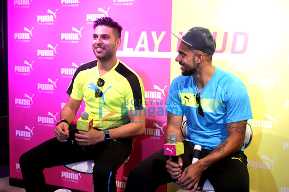 yuvraj singh robin singh at the launch of pumas bold tricks collection 8