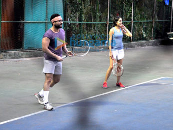 Saif Ali Khan snapped playing tennis with son Ibrahim Ali Khan & daughter Sara Ali Khan
