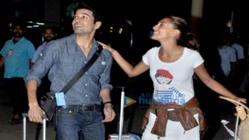 Caterina Murino snapped with Rajeev Khandelwal & Gauahar Khan at the airport