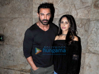 John Abraham and wife Priya Runchal snapped at 'Dishoom' screening