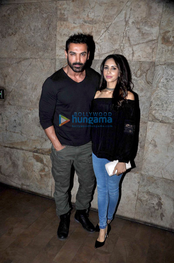 John Abraham and wife Priya Runchal snapped at ‘Dishoom’ screening John Abraham and wife Priya Runchal snapped at ‘Dishoom’ screening