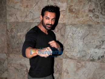 John Abraham and wife Priya Runchal snapped at 'Dishoom' screening