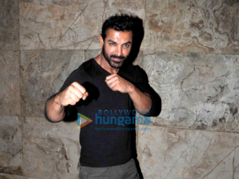 John Abraham and wife Priya Runchal snapped at 'Dishoom' screening