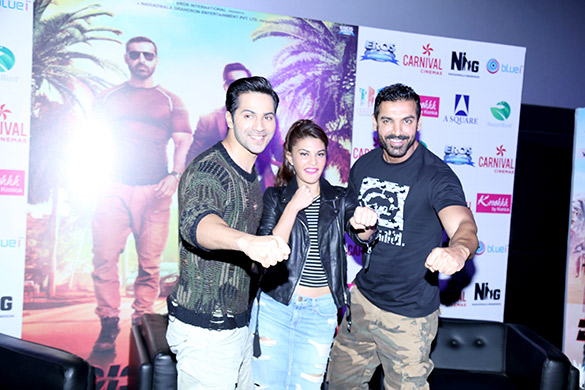 John Abraham, Varun Dhawan & Jacqueline Fernandez promote ‘Dishoom’ at Carnival Cinemas in Noida