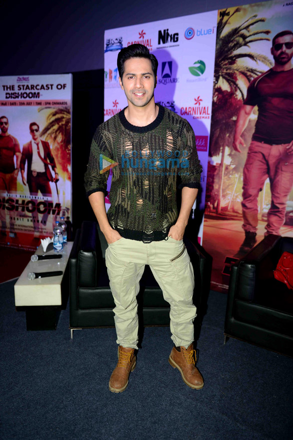 varun dhawan jacqueline fernandez john abraham promote their film dishoom in new delhi 6