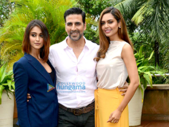 Akshay Kumar, Ileana DCruz & Esha Gupta at 'Rustom' media meet