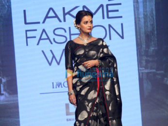 Dia Mirza walks for Tulsi Silks Saree at Lakme Fashion Week 2016