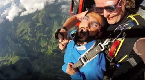 Watch: Ranveer Singh goes skydiving in Switzerland