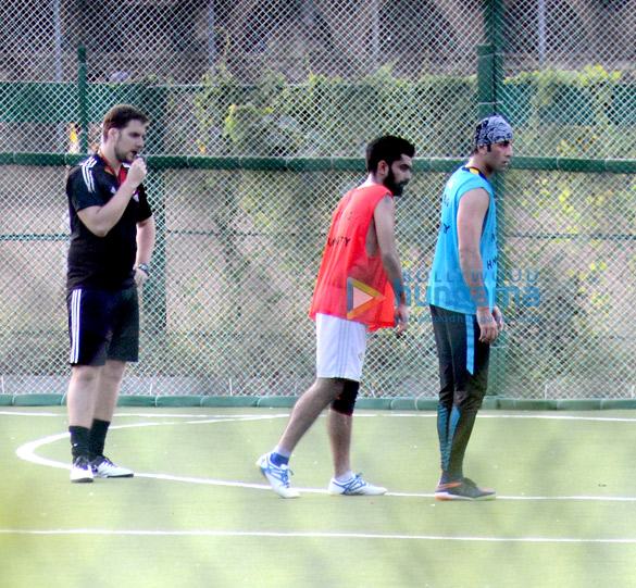 Ranbir Kapoor snapped while practicing football