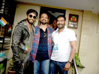 Ranveer Singh & Rohit Shetty visit Ajay Devgn at his office in Juhu