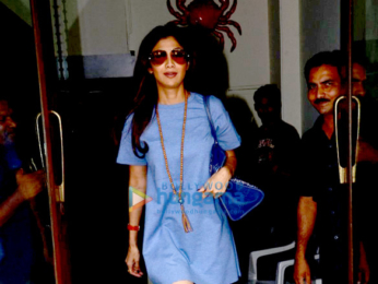 Shilpa Shetty and her family snapped post their brunch at Bastian