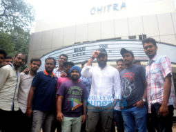 Riteish Deshmukh visits a screening to interact with a 'Banjo' artist at Chitra theatre, Mumbai