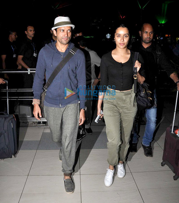 Farhan Akhtar & Shraddha Kapoor return from Shillong after shooting for Rock On!! 2