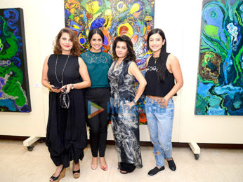 Shilpa Shetty, Kimi Katkar & Gauahar Khan at the private viewing of Anu Malhotra's art show