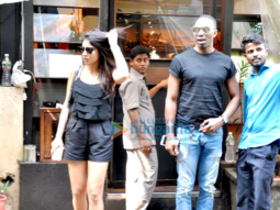 Shriya Saran & Dwayne Bravo snapped post lunch at Indigo