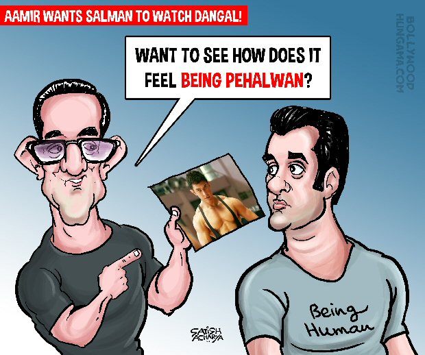 Bollywood Toons: Aamir Khan wants to show Dangal to Salman Khan! -  Bollywood Hungama