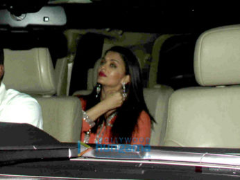 Amitabh Bachchan and Aishwarya Rai Bachchan snapped post the engagement ceremony of a close friend