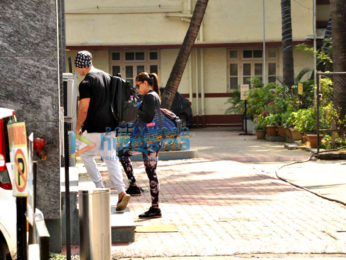 Bipasha Basu and hubby Karan Singh Grover snapped entering the gym