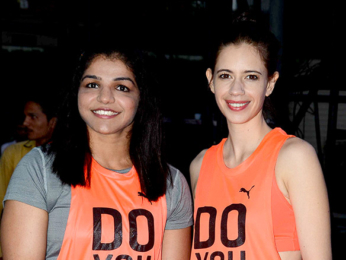 Jacqueline Fernandez, Kalki Koechlin & Sakshi Malik participate Abdominal plank position for 60 seconds