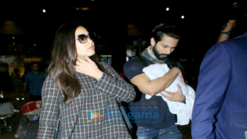 Shahid Kapoor snapped with wife and kid at the Mumbai airport