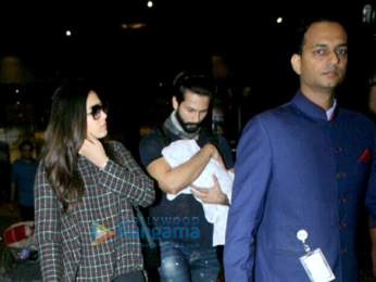Shahid Kapoor snapped with wife and kid at the Mumbai airport