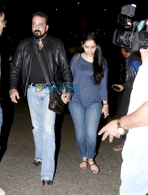 sanjay and manyata snapped at the airport returning from dubai 1